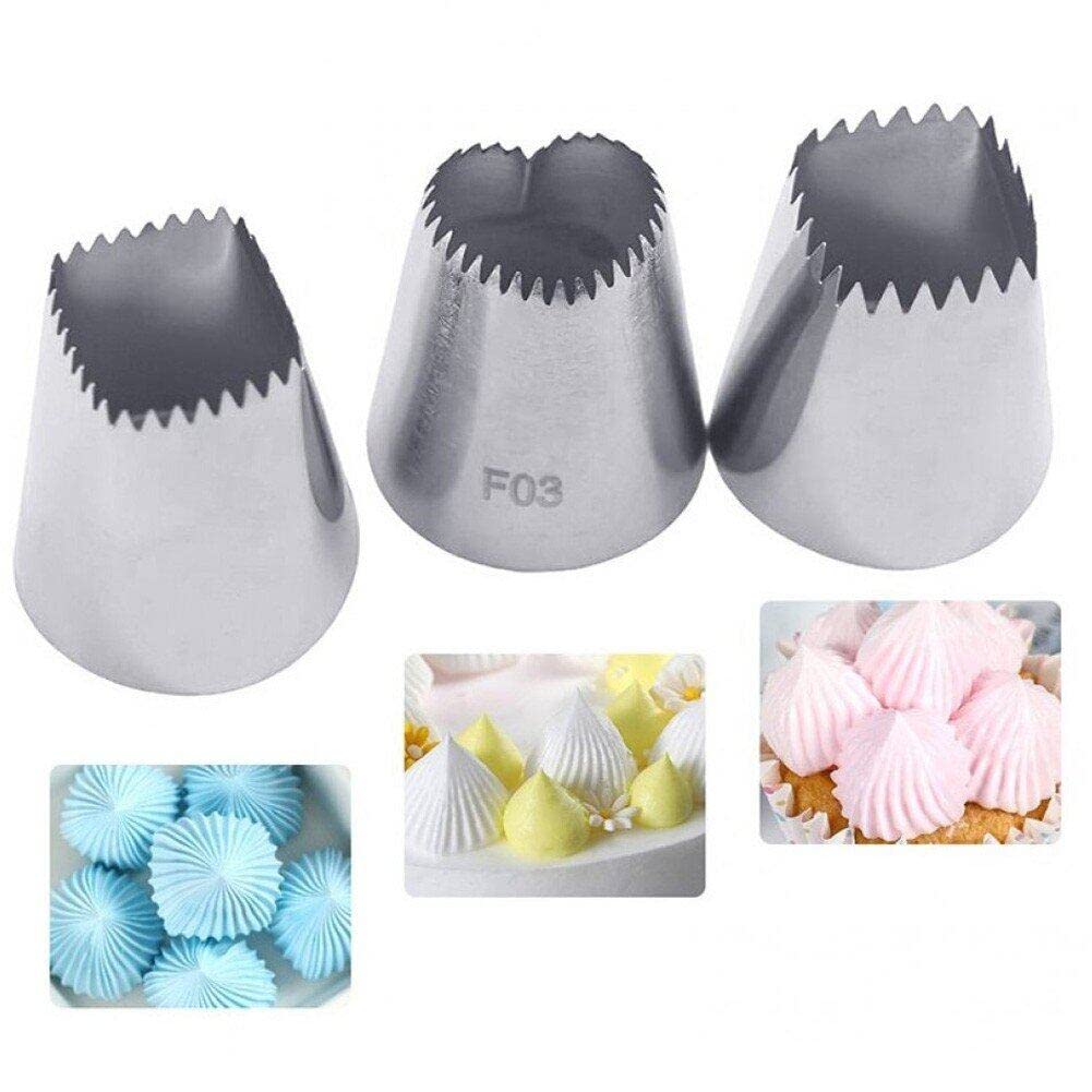 Fituenly As Shown Heart Piping Tips Set 3Pcs Stainless Steel Piping Nozzles Kit For Pastry Cupcakes Cakes Cookies Decorating Supplies Baking Set