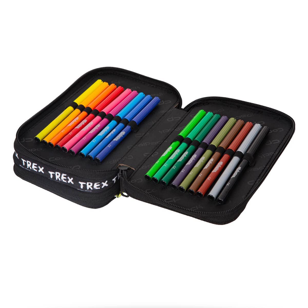 CoolPack XXL Pencil Case 3-Compartment School Pencil Case Triple Pencil Case for Girls Boys Pencil Case 44-Piece Filled Student Case 3-Tier Dino Adventure - Image 4