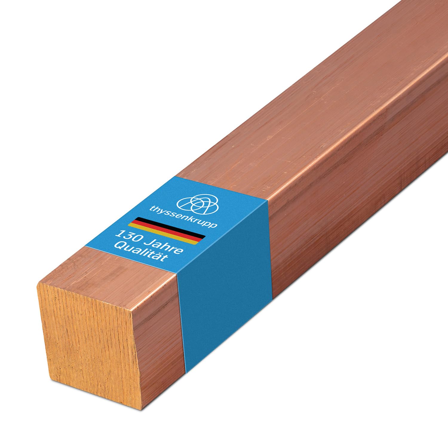 thyssenkrupp Kupfer Vierkantstab 10x10 mm - 2000 mm CW004A – Kupferstange Vierkantprofil Vollmaterial