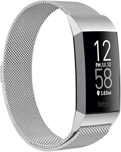 Miniatura 8 de ZWGKKYGYH - Bandas de metal compatibles con Fitbit Charge 4 y Fitbit Charge 3 bandas para mujeres hombres, correa de repuesto magnética de malla de