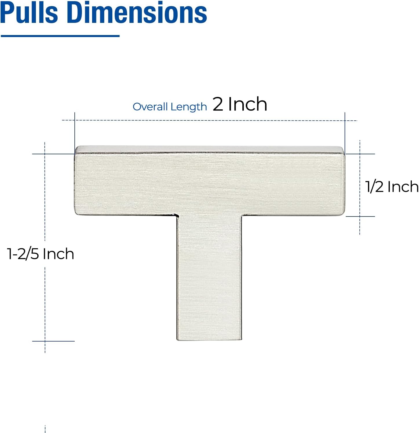 JOY DECOR 30 Pack Cabinet Knobs 2 Inch Brushed Nickel Kitchen Cabinet Handles Square Drawer Pulls Stainless Steel Single Hole Drawer Knobs for Dresser Drawers