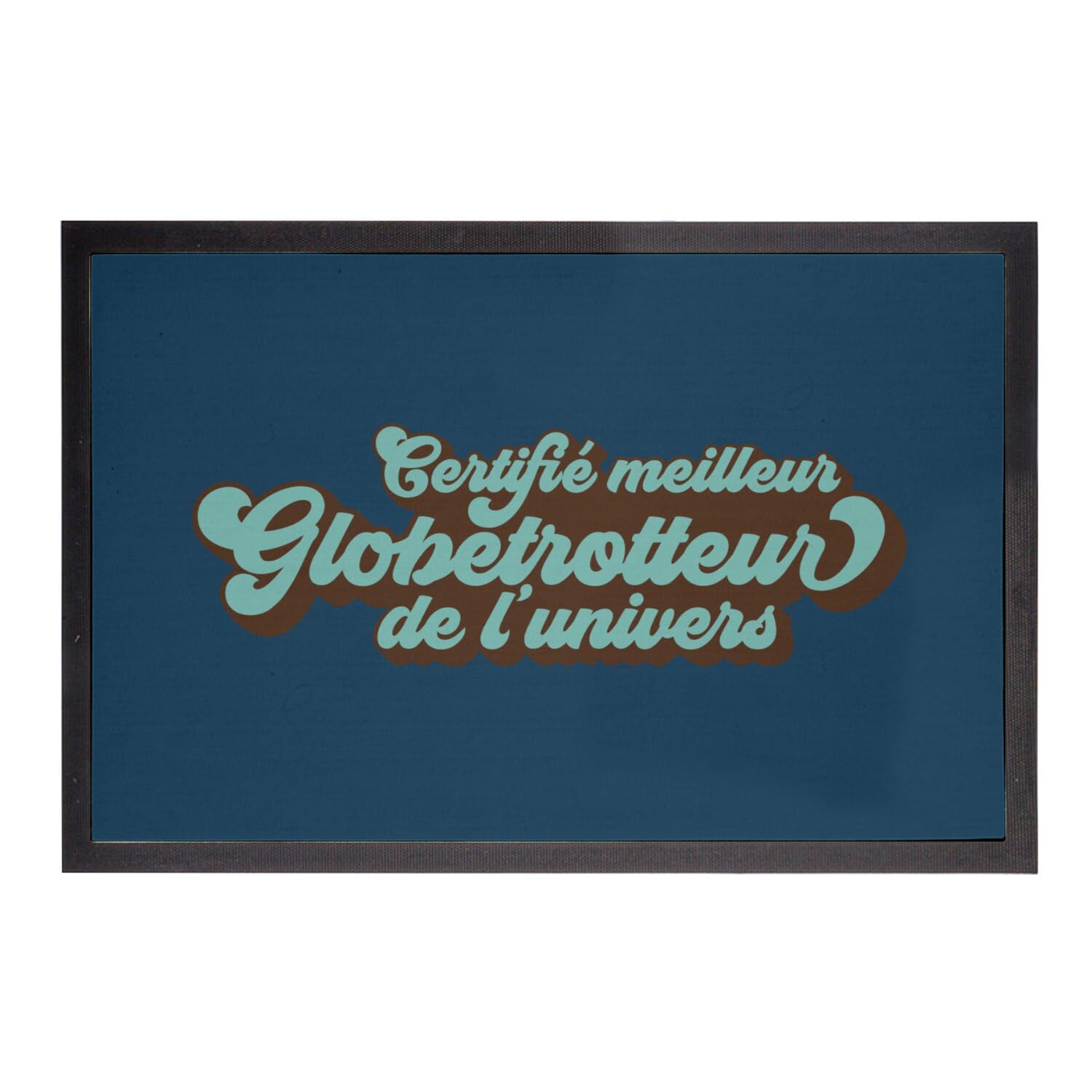 Paillasson Bleu Globetrotteur cadeau idéal 60x40cm pour passionné de voyage