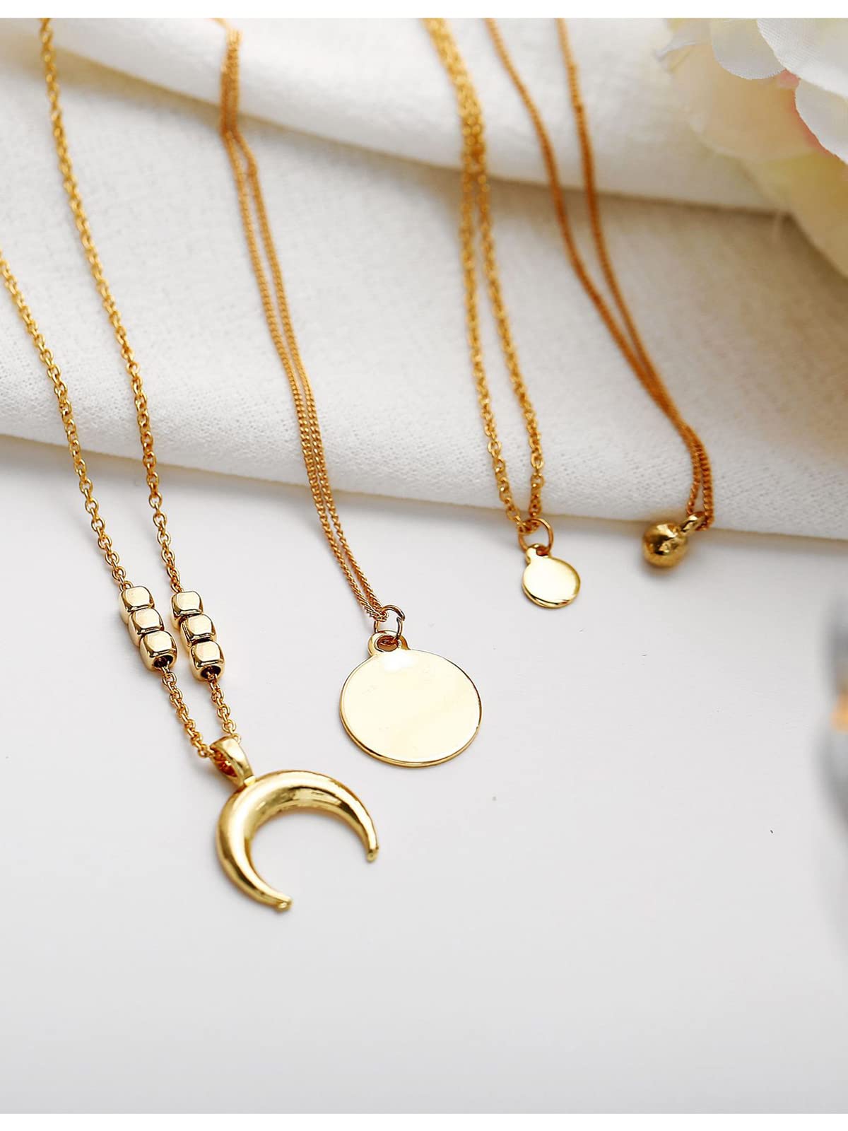 Moon Layered Necklace in Gold