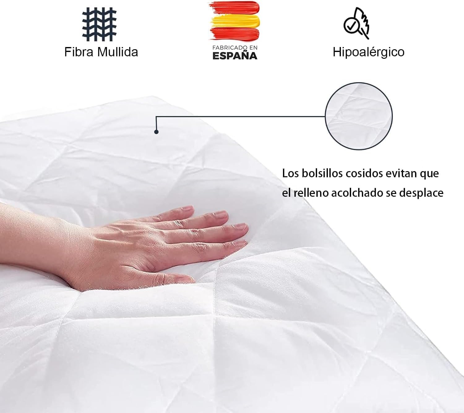 Col & Cor Protector de Colchón Acolchado | Transpirable, Hipoalergénico con Tratamiento Antiácaros | Ultra Suave, Ajustable para Colchones de hasta 30 CM (Reversible, Cama 150 x 190/200 cm)