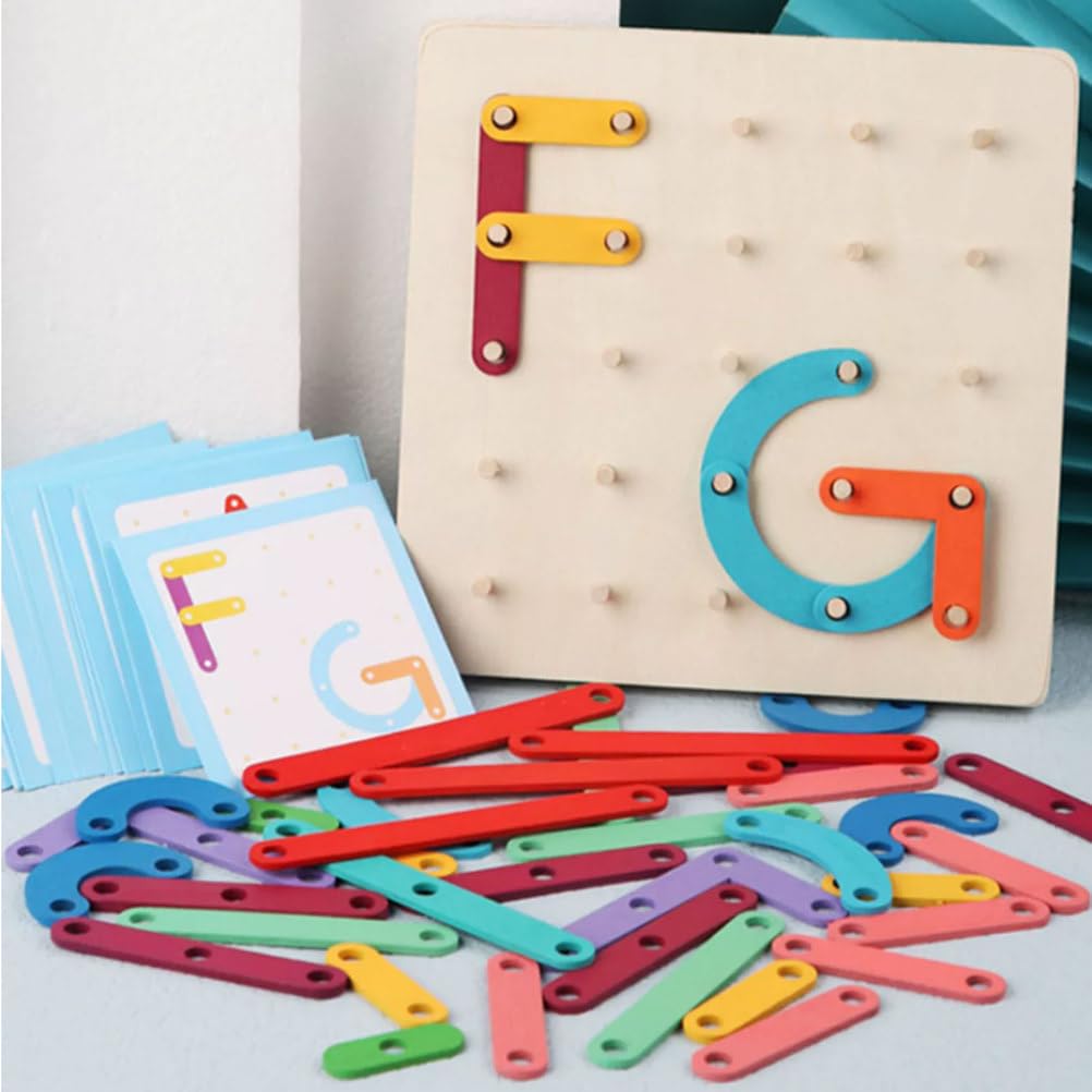 Juguete construcción Alfabeto Clavijas Madera Montessori