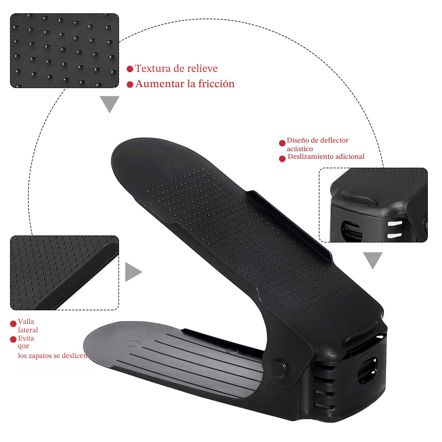 Froadp Zapatero Ajustable 30 piezas Portátil de Plástico Ajustable en Altura 3 Niveles Organizadores de Zapatos Soporte para Entrada Armario Vestidor(Negro)