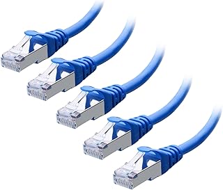 Cable Matters 5-Pack Snagless Cat 6a / Cat6a (SSTP/SFTP) Shielded Ethernet Cable in Blue 1 Foot - Available 1FT - 200FT in Length