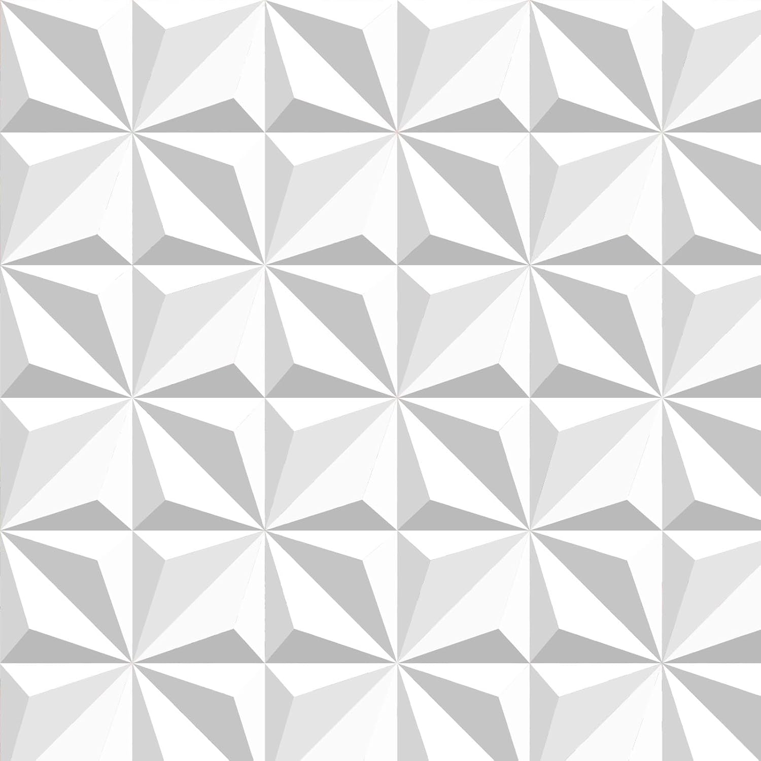 3D Visual Effect Wallpaper Peel and Stick 17.7"" x118 White Diamond Wallpaper Self-Adhesive Removable Wallpaper 3D Effect Contact Paper, Grey/White