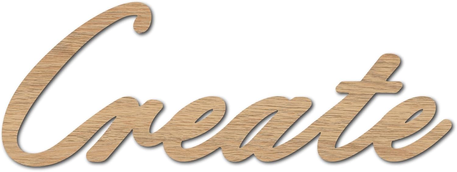 CREATCABIN Create Laser Cut Wood Letter Sign Wall Decor Cutouts Unfinished Wooden Signs Wall Art Basswood Hanging Sculpture Decoration for Painting Crafts DIY Home Bedroom Decor Gift 11.8x4.7Inch