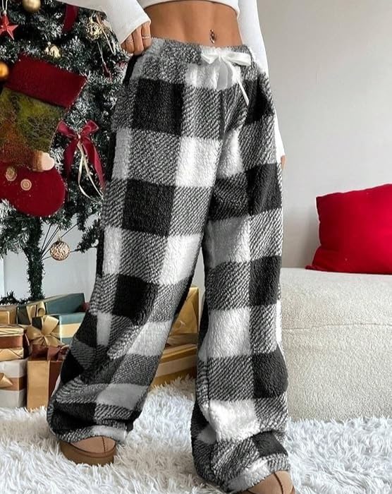 Image of Leopard Pants Women Therian Fuzzy Pajama Pants Y2k Cheetah Pants Grunge High Waisted Fluffy Pants