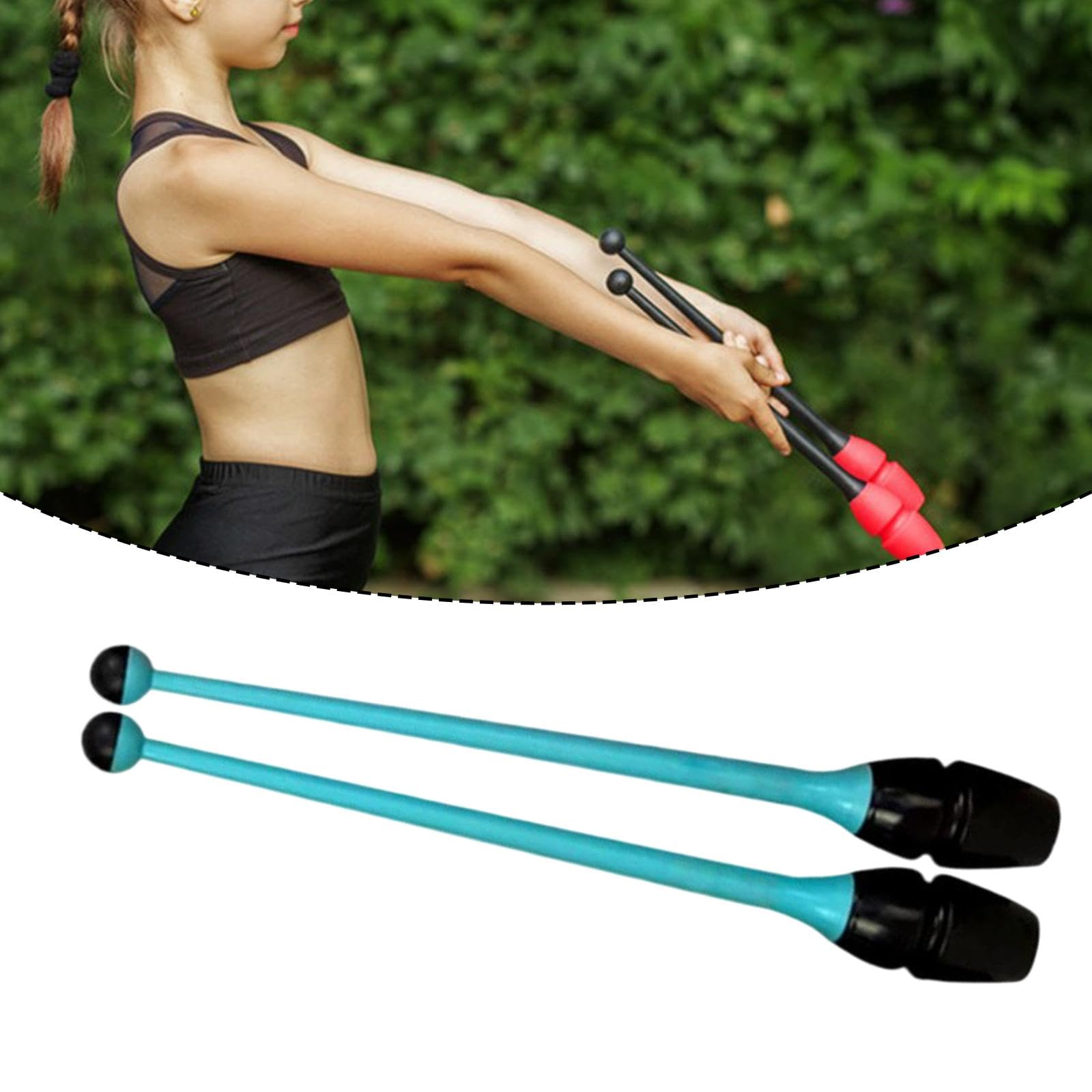 Baoblaze 2 Pezzi Bastoncini da Ginnastica clavette Attrezzi Fitness Bastoncini artistici per Bambini Adulti Lunghezza 41 cm Attrezzatura per Allenamento