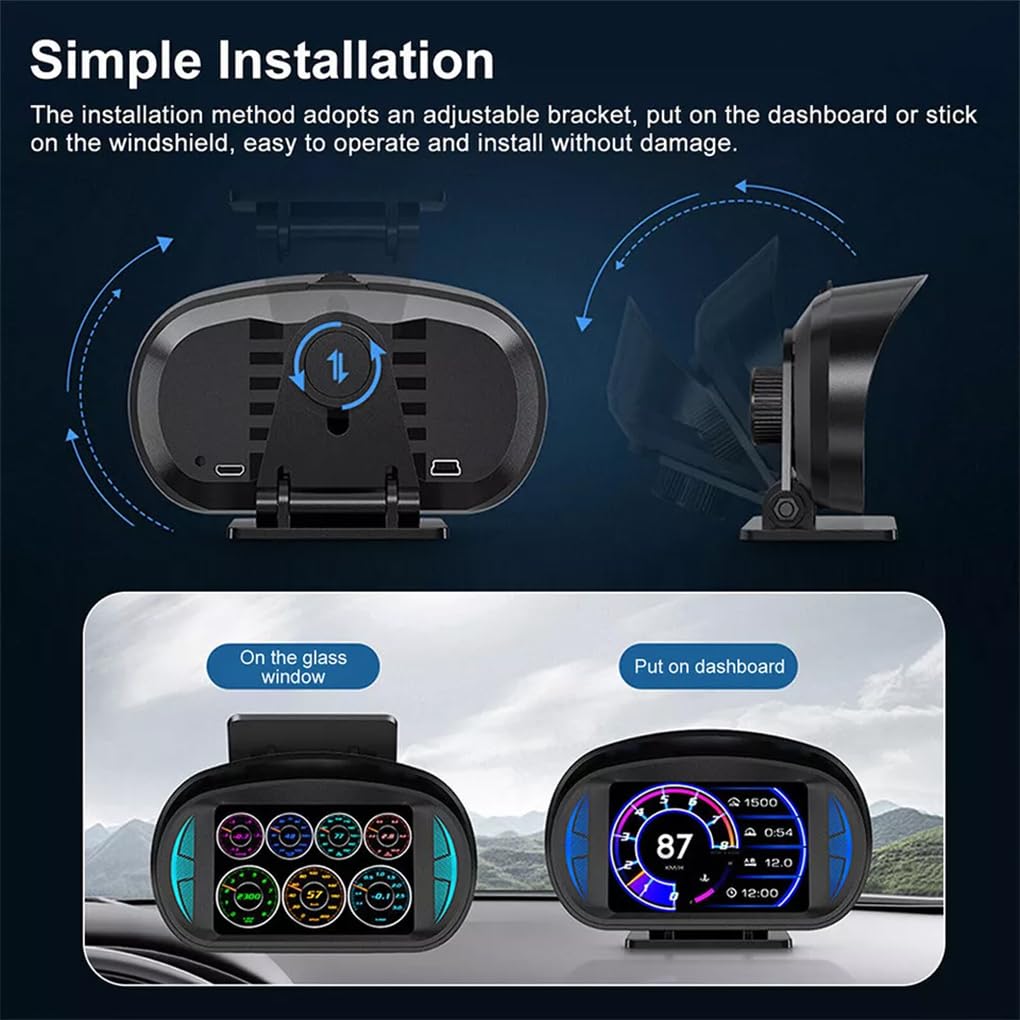 Pantalla HUD única para coche con velocímetro GPS integrado y función OBD. Proyector HUD para ordenador de a