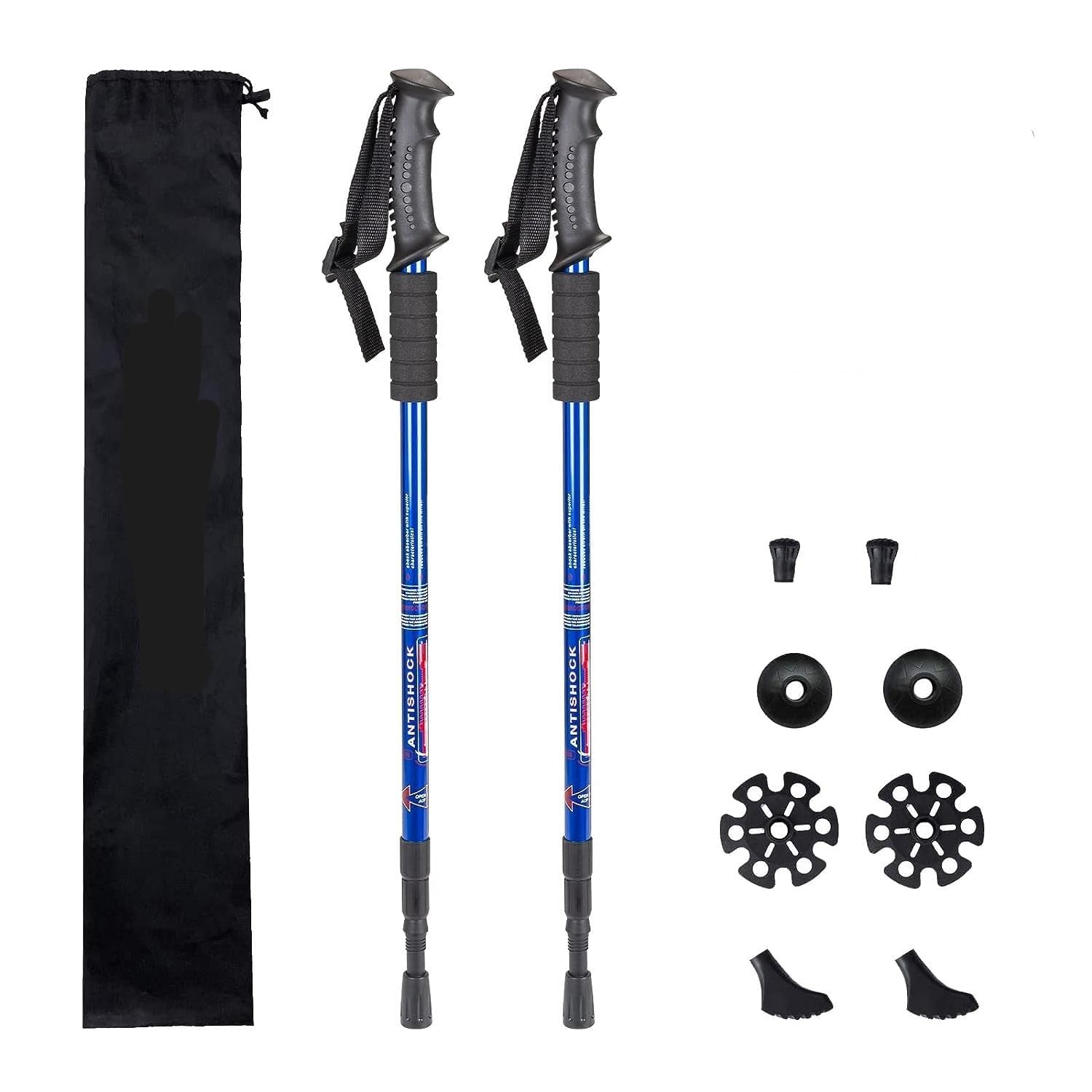 Rexmon Trekking Poles, Collapsible Lightweight Shock-Absorbent Hiking Walking Sticks Adjustable Aluminum Hiking Poles for Women Men Kids, 2 Pack, with 10 Replacement Tips(Blue) (B0CFF7GCJD) Amazon Price History, Amazon Price Tracker