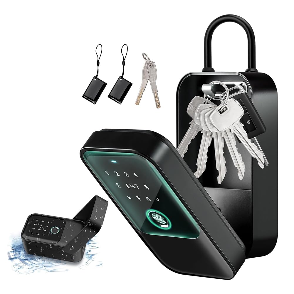 Littimoon Smartlock Box for House Key with 5 Unlocking Methods Fingerprint,App Control, Access Card, Password,Suitable for