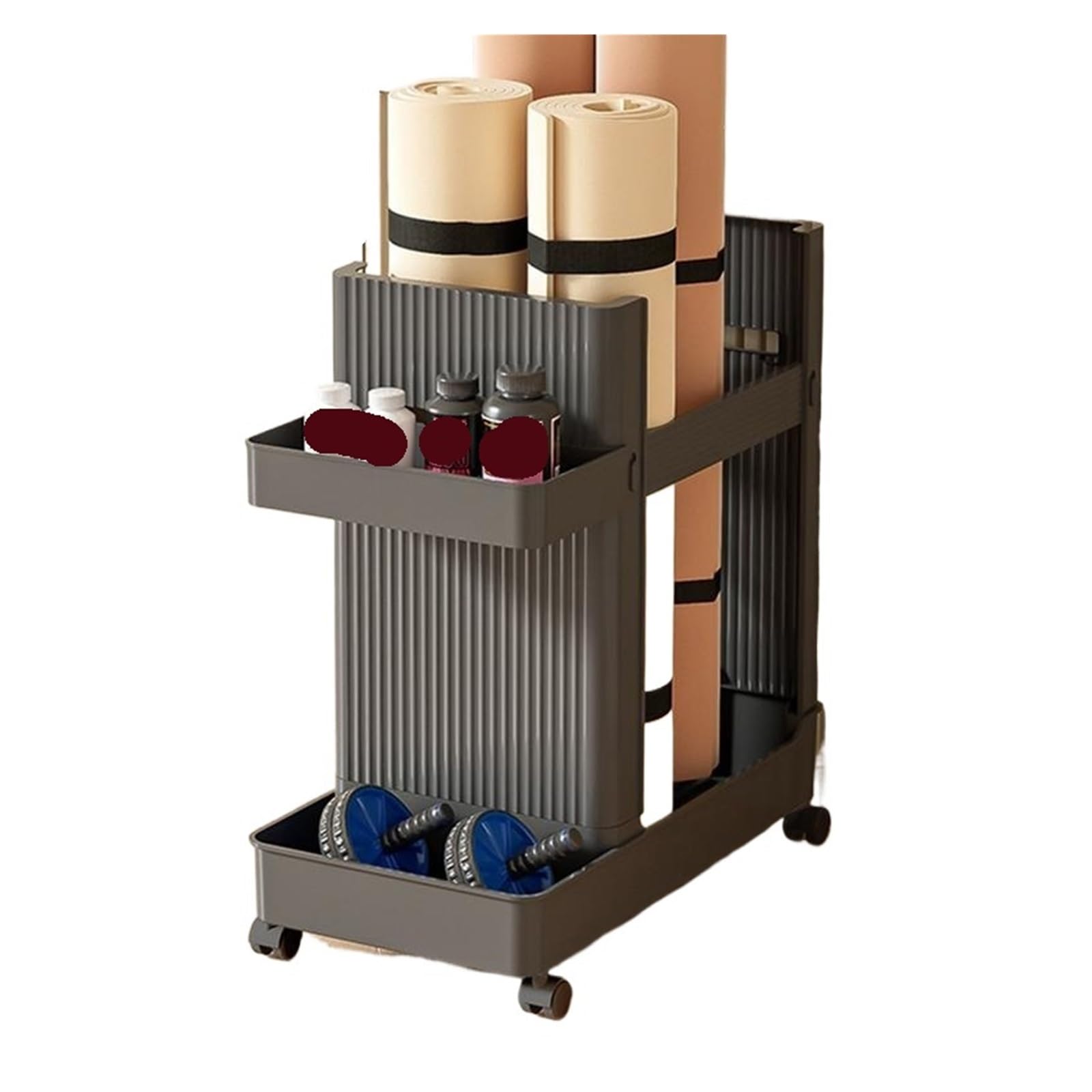 Support Halteres Panier de rangement for tapis de yoga Chariot de maison Support de rangement for équipement de fitness Support de rangement for équipement d'exercice avec roulettes universelles infér