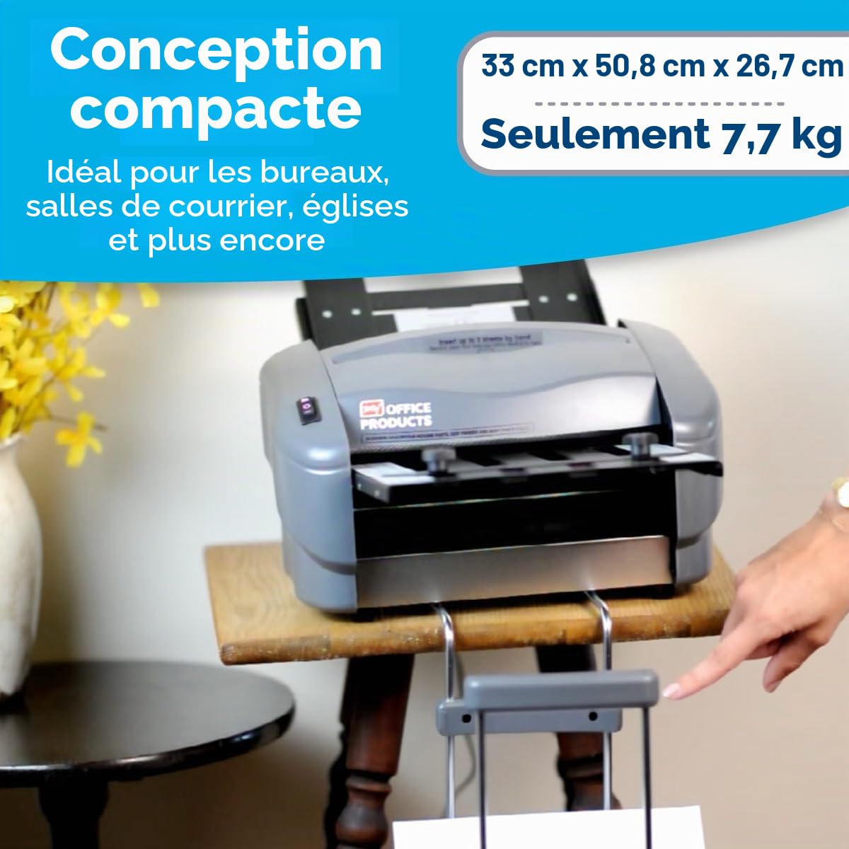 Martin Yale P7500 Plieuse de papier à alimentation automatique, 4000 feuilles/heure, plis en lettre, en deux, en Z, parallèle double, plie du papier 21,6 x 27,9 cm et 21,6 × 35,6 cm, 75 g/m²
