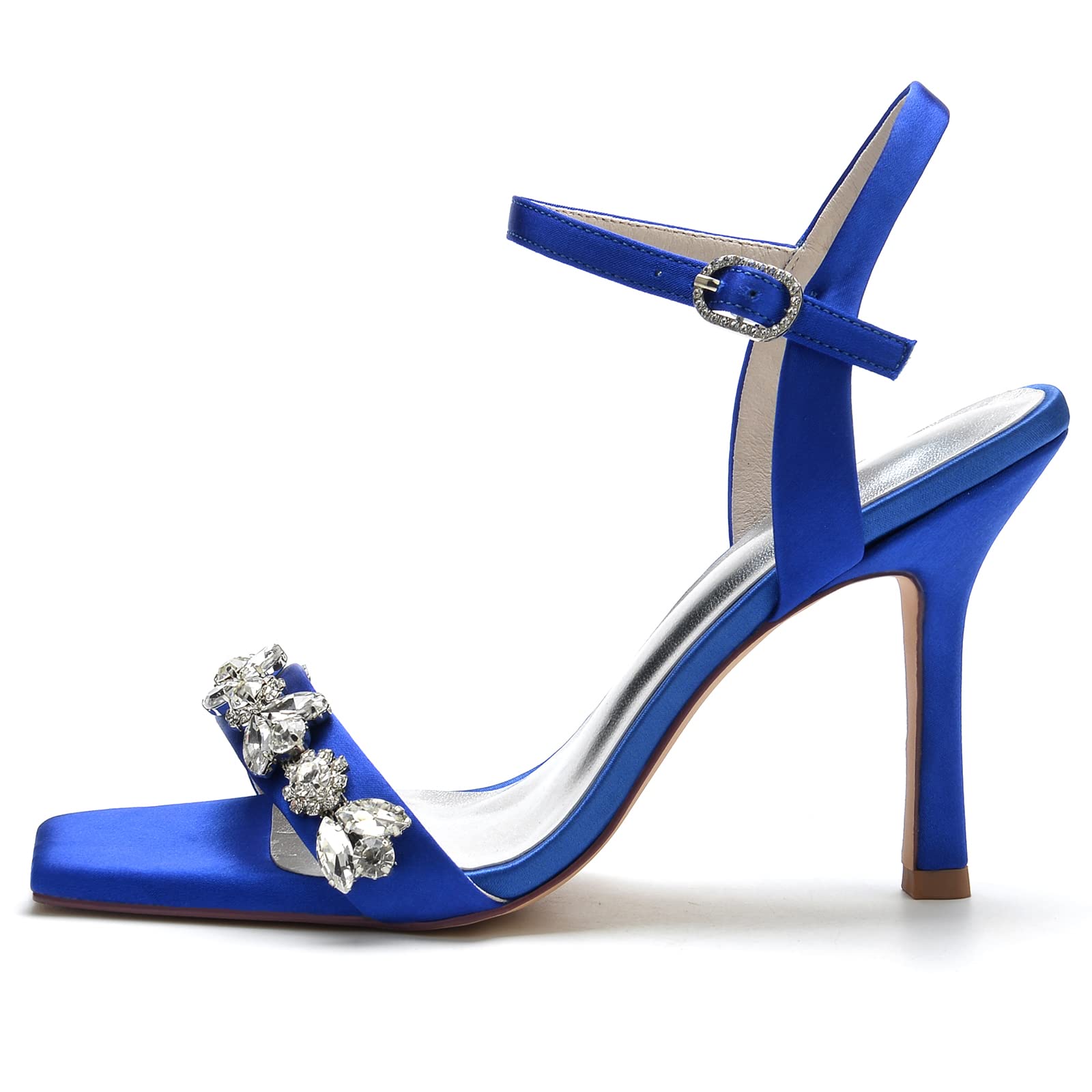 Zapatos De Novia Boda Sandalias De Tacón Alto Mujer 9,5 Cm Punta Cuadrada Abierta Y Tiras Tobillo Bodas Fiestas Graduaciones Trabajos Citas Tacones Aguja
