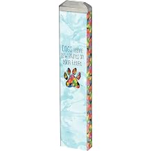 Studio M Art Pole 13 Inch Weather Resistant PVC with Vinyl Wrap Outdoor Decorative Accessory for Landscaping Gardens and Yards Colorful Blue Dogs Leave Pawprints On Your Heart