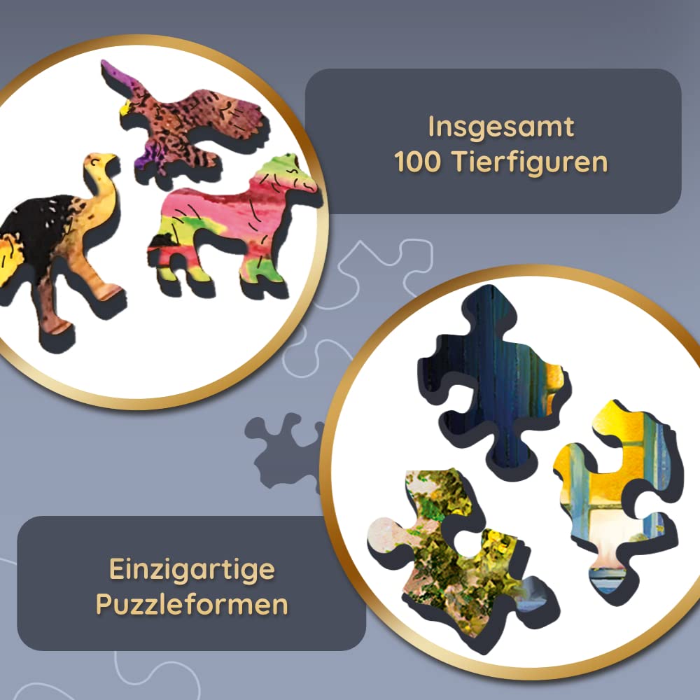 Trefl - Holzpuzzle, Buntes Katzenpuzzle - 1000 Teile, Wood Craft, unregelmäßige Formen, 100 Tierfiguren, hochwertiges modernes Puzzle, DIY, für Erwachsene und Kinder, holzpuzzle Erwachsene