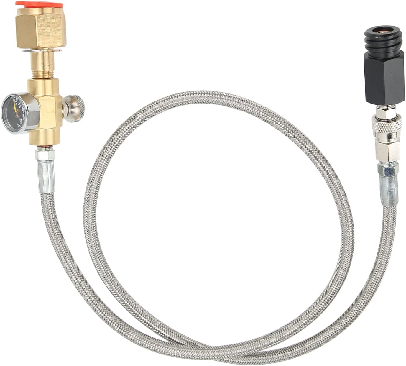 CO2 Refill Adapter Hose, Stainless Steel Solid Brass