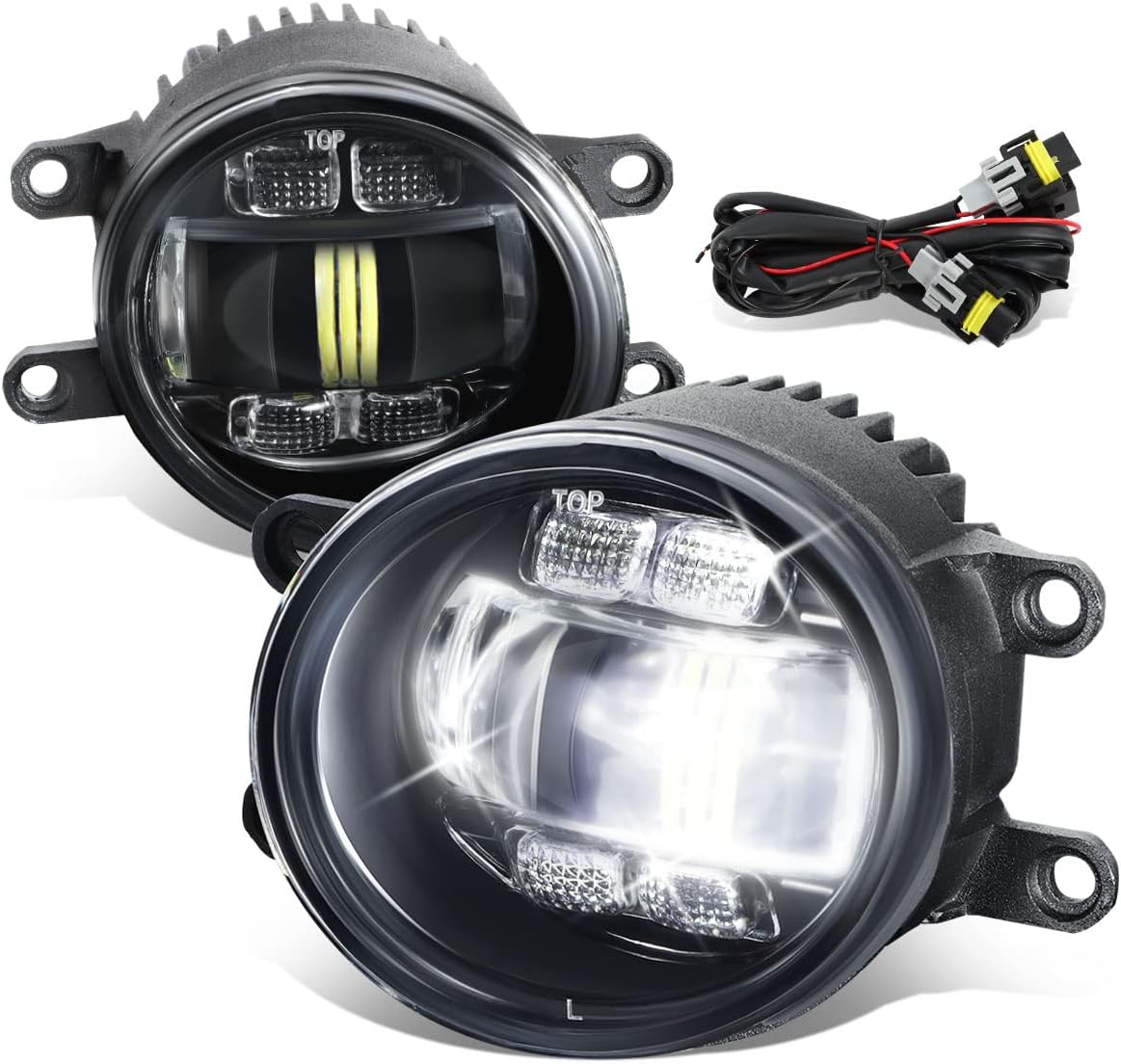 Auto Dynasty Projector Fog lights Compatible with 06-20 Lexus RX GS IS Tacoma Avalon Corolla, Bug-Eyed Front Bumper Driving Fog Light Lamps with Wiring Harness, Black Housing Clear Lens