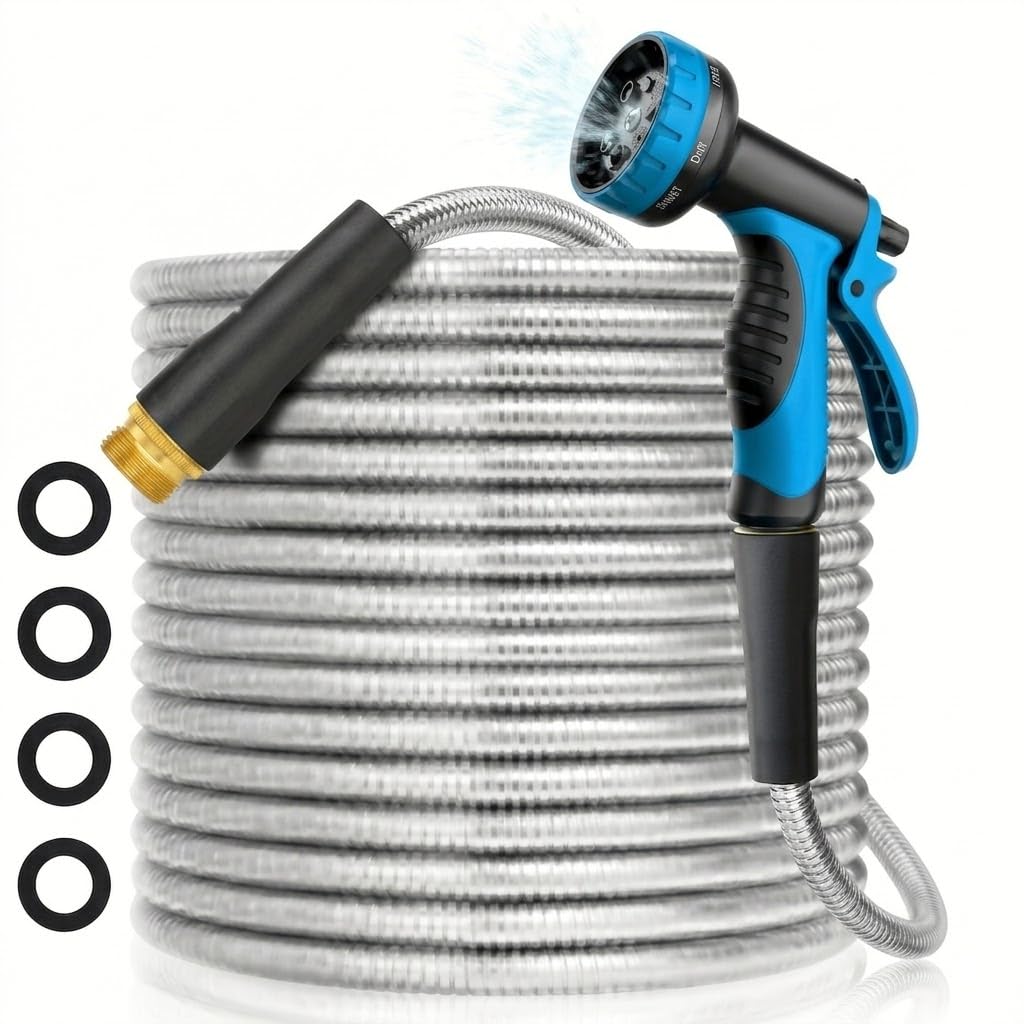 GUHUS 50ft Metal Garden Hose