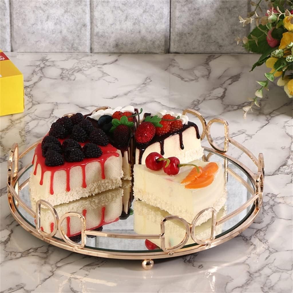 Oval Tray Perfume Jewelry Display Dresser Fruit Tray Makeup Organizer Tray Bathroom Kitchen Decorations (D 28 * 5.5cm)