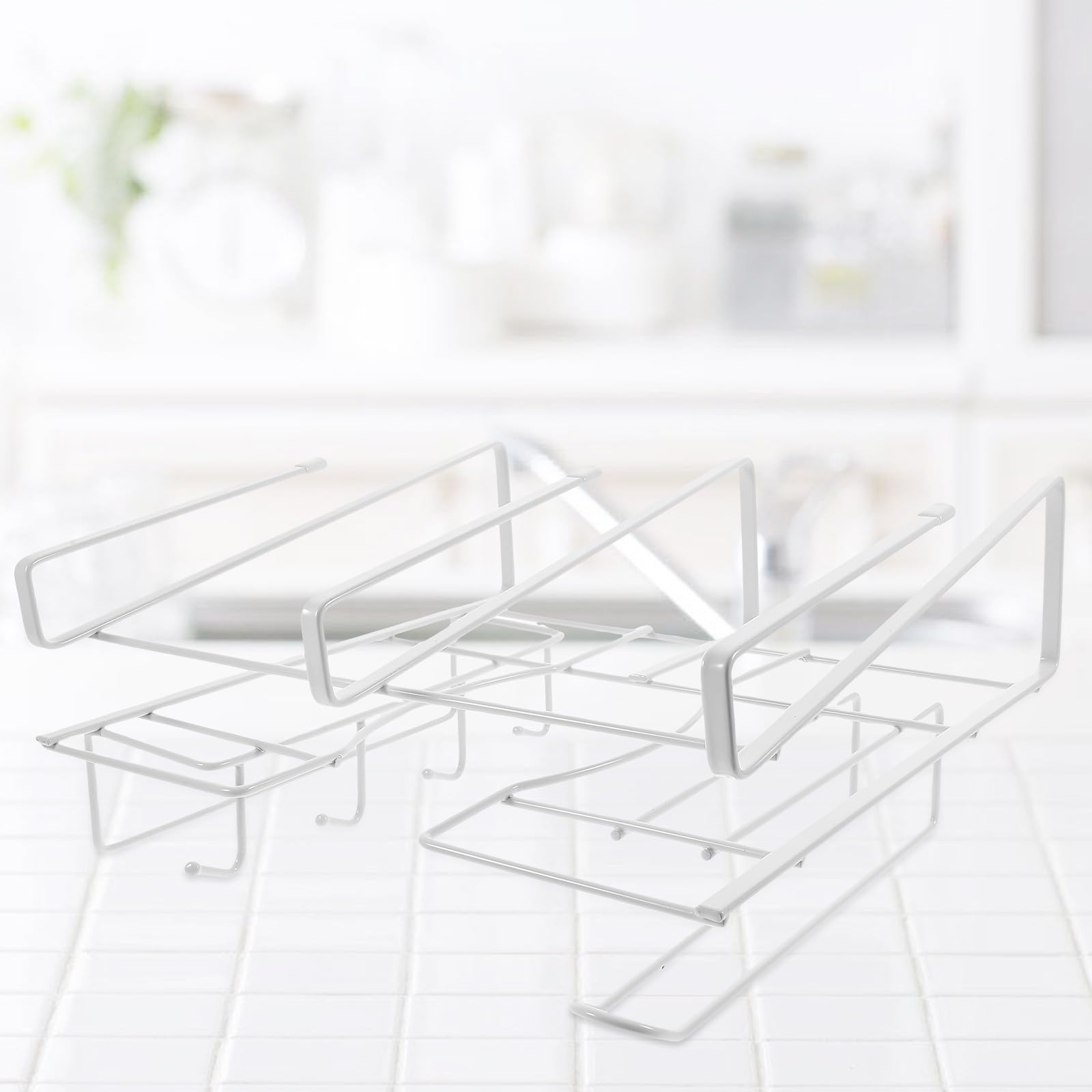 TOYANDONA Ganchos para Colgar Cocina, Percha para Utensilios de Cocina de Hierro Blanco, para Debajo del Estante, para Tazas de Café y Utensilios, Hogar