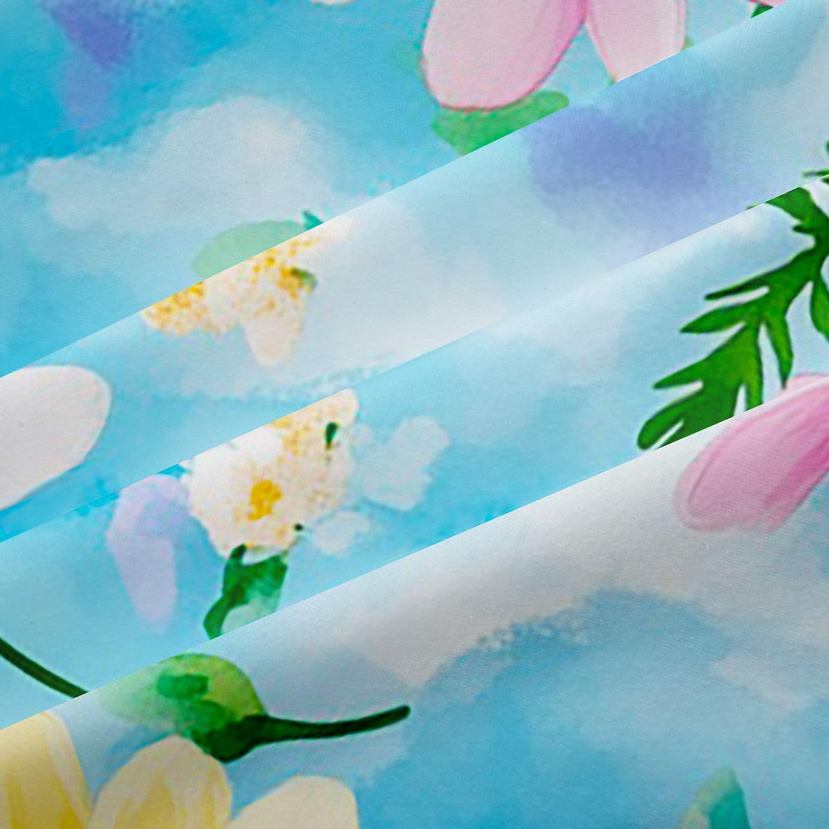 Lot de 2 rideaux de fenêtre XXL - 260 x 140 cm - Aquarelle - Motif fleurs sauvages - Rideaux occultants - Dreamy Sky - Pour adultes et enfants