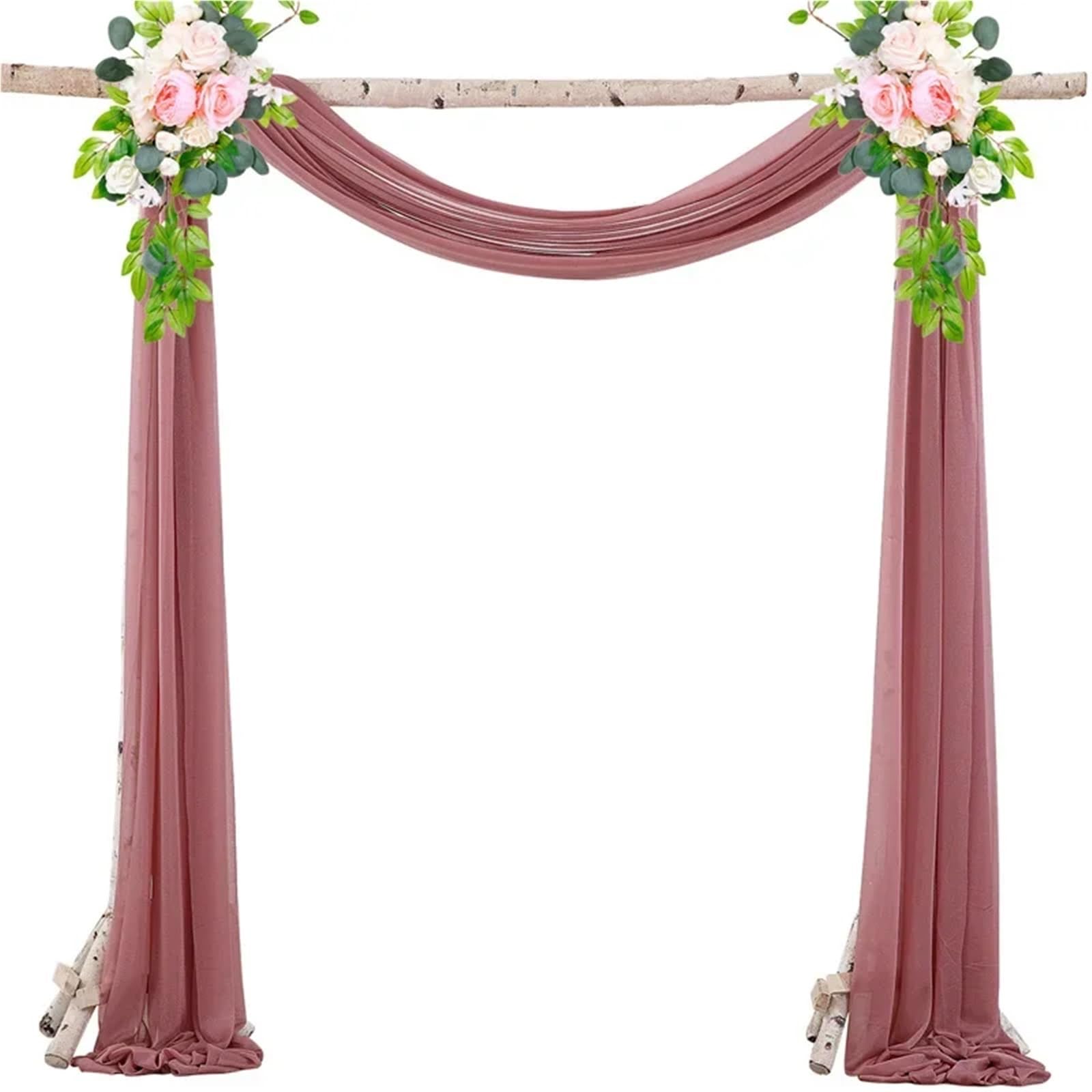 Voilage de mariage rose drapé pour arche de fête et anniversaire