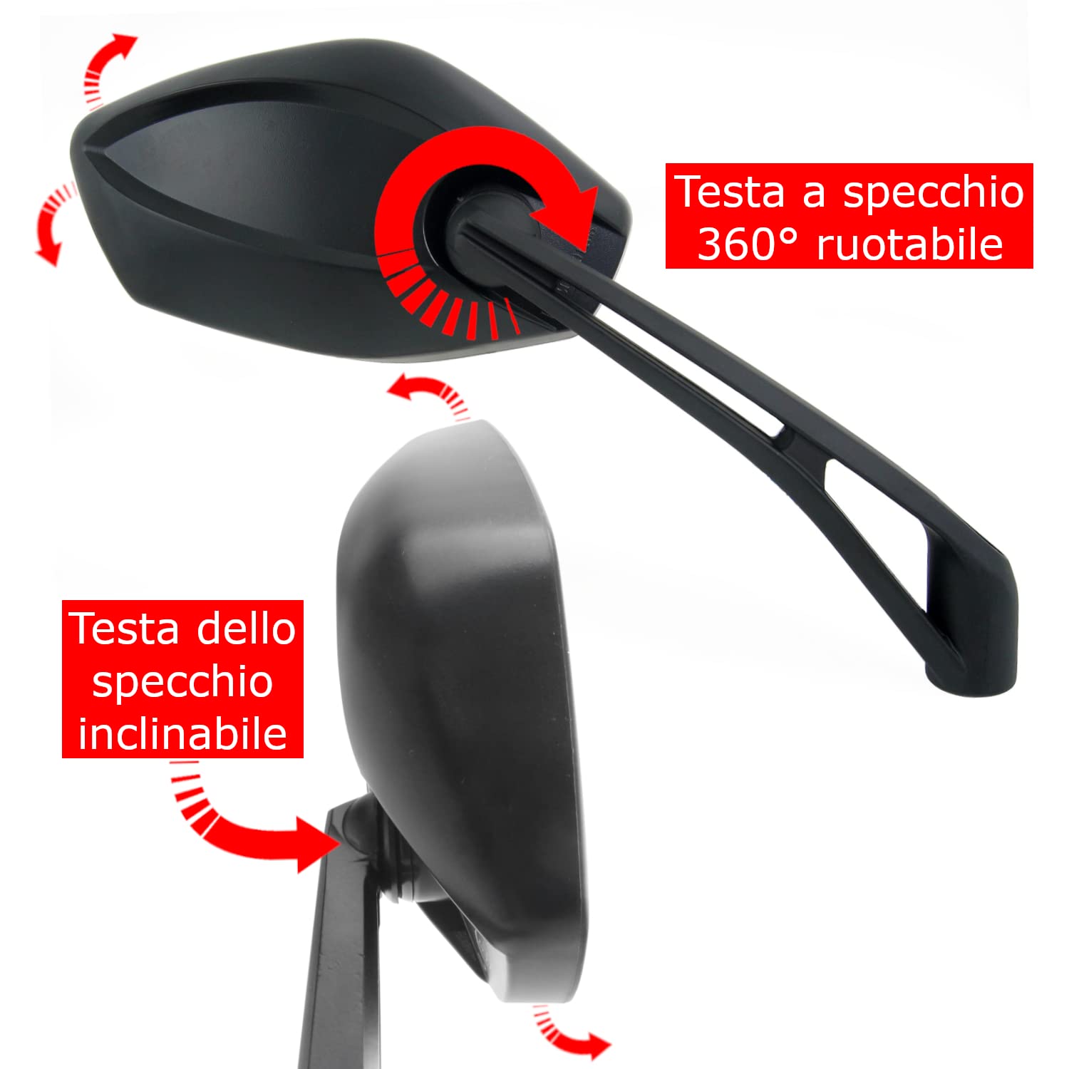 Specchietti Retrovisori Moto Omologato Chaft Modello Devil Nero Coppia 52792 Zoom