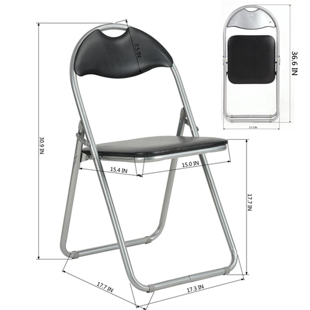 BAKAJI Set 6 Pezzi Sedie Imbottite Pieghevoli Salvaspazio Colore Nero Struttura Silver Sedia Metal