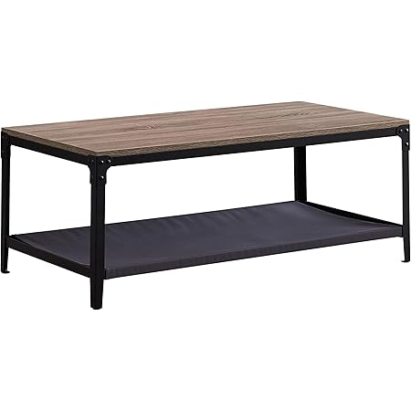 yalauk Couchtisch Beistelltisch neben Sofa Stoffbezug als Haustierbett inklusive, mit Holzplatte Metallrahmen, Schwarz, L117 x W60 x H46cm (Rechteck)