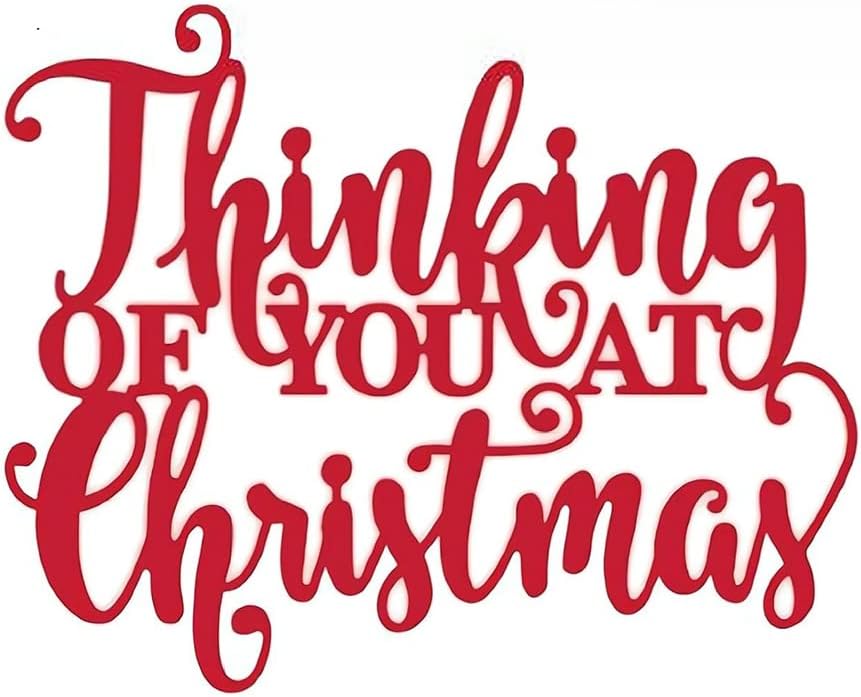 Thinking of You at Christmas Greetings Words Best Wishes Die-Cuts Metal Cutting Dies for DIY Scrapbooking Embossing Stencil Album Paper Craft Gift Card Home Decoration Card-Making
