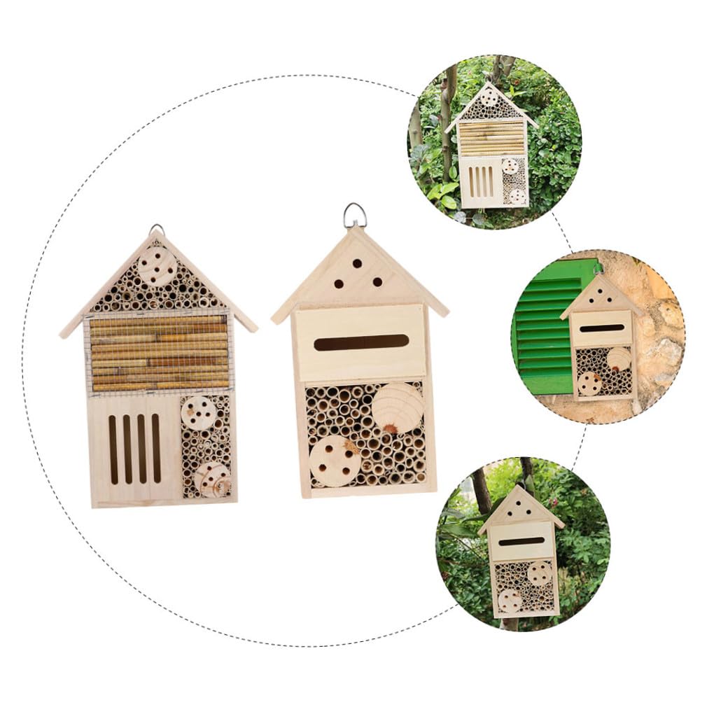 ifundom 2pezzi Casetta Per Insetti in Legno Da Casa Per Api e Cabina Per Scarabei Design Unico Per Giardino e Terrazzo