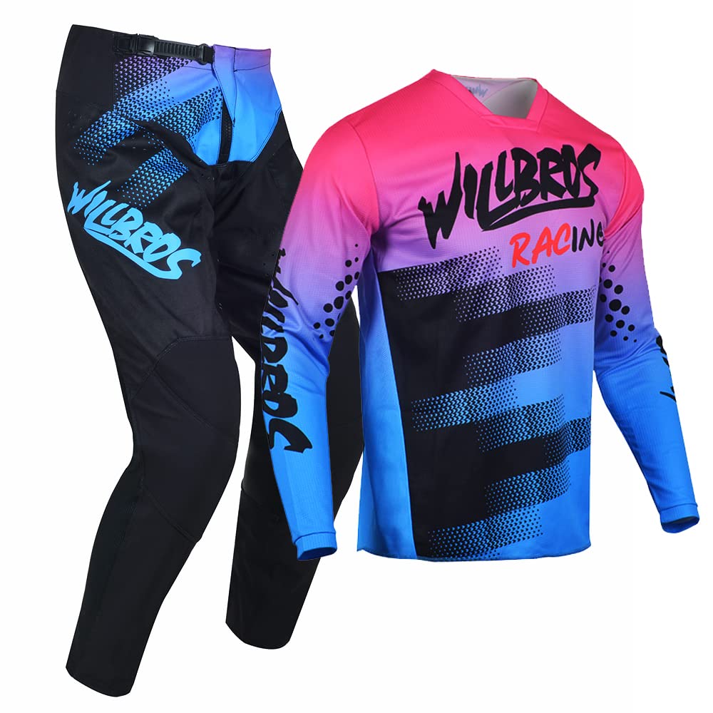 Completo Maglia e Pantaloni da Motocross Uomo Donne Bicicletta Sporca Set Protettivo di Ingranaggi MX Fuori Strada Cavalcare Adulta