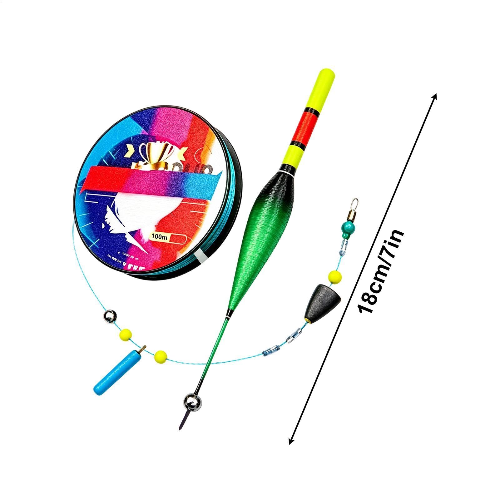 Ensemble de Ligne de Pêche Prêt à l'Emploi avec Flotteur Automatique, Montage Pré-Lié à Flotteur Coulissant, Flotteurs à Changement de Couleur, Ligne Résistante pour Pêche en Eau Douce et Salée