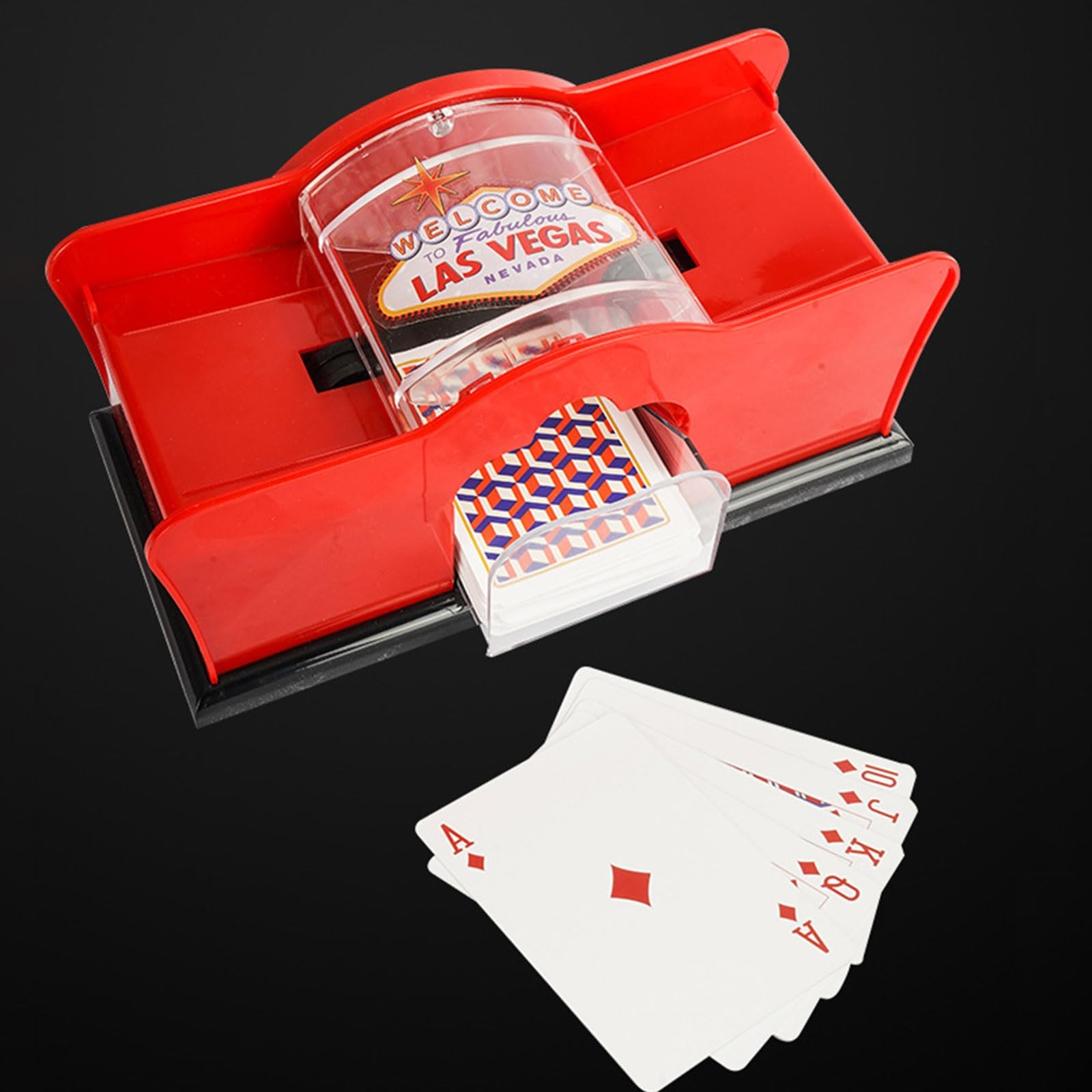 Mélangeur de Cartes Manuel à Manivelle 2 Jeux pour UNO, Texas Hold'em, Blackjack, Tarot, Poker, Fête Familiale - Outil de Jeu de Cartes (Color : Red)