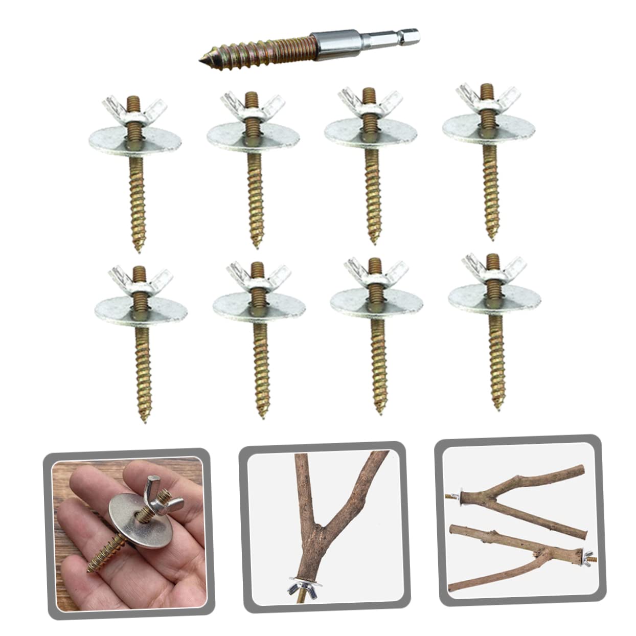 HOLIDYOYO Birdcage Hardware 9pcs Metal Bird Cage Perch Screws DIY Bird Cage Fixing Screws for Small Animals