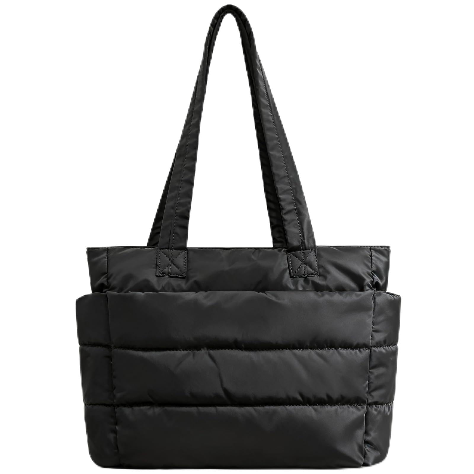 charlore Tote Bag for Women Puffer Quilted Handbag with Compartments Lightweight Puffy Shoulder Bag for Travel Work Gym