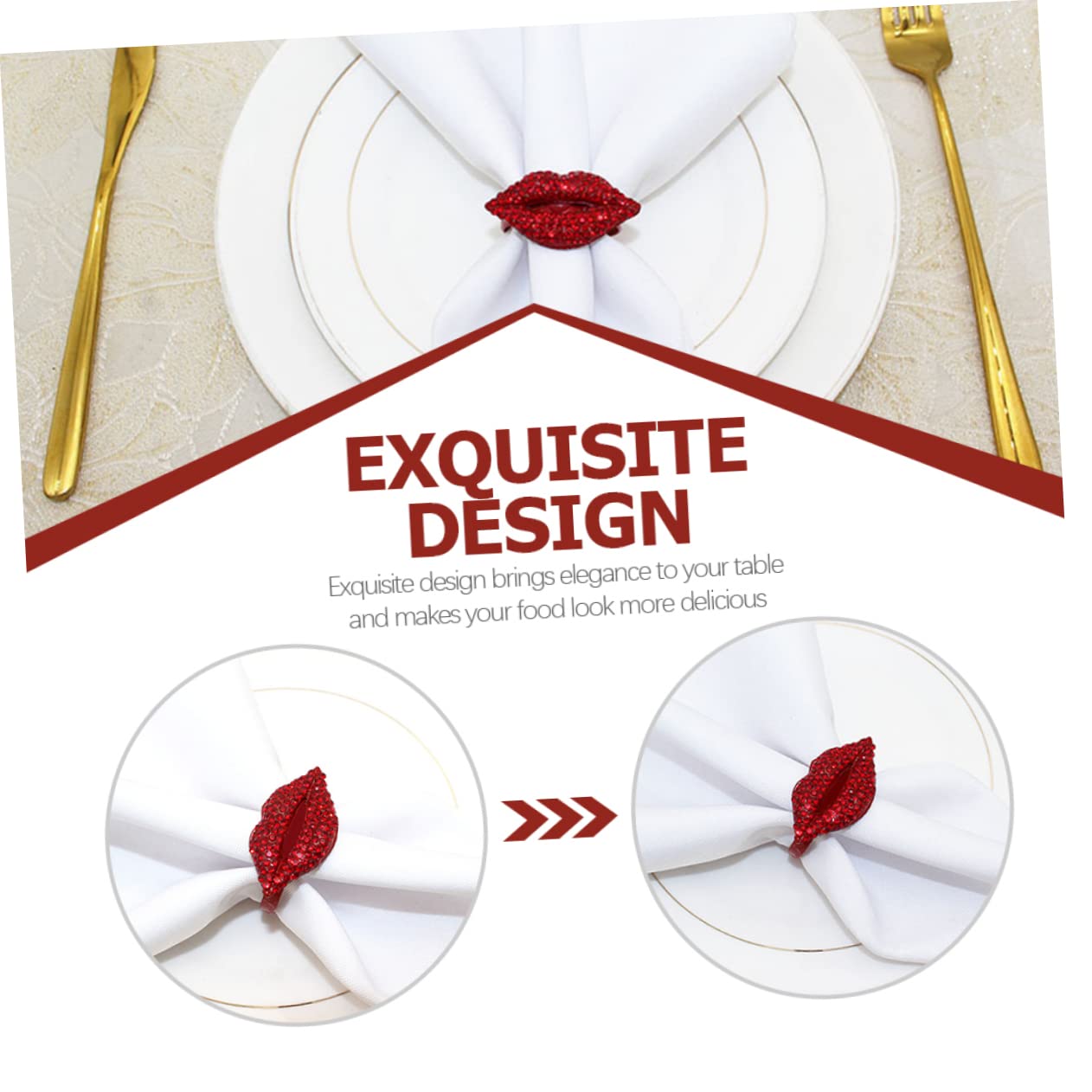 Alipis 3 Series Anillos De Servilleta De Hebillas Decorativas para De San Valentín Soporte De Servilleta De Elegante Accesorios para Eventos Y Decoración De Mesa 4 Piezas X 3