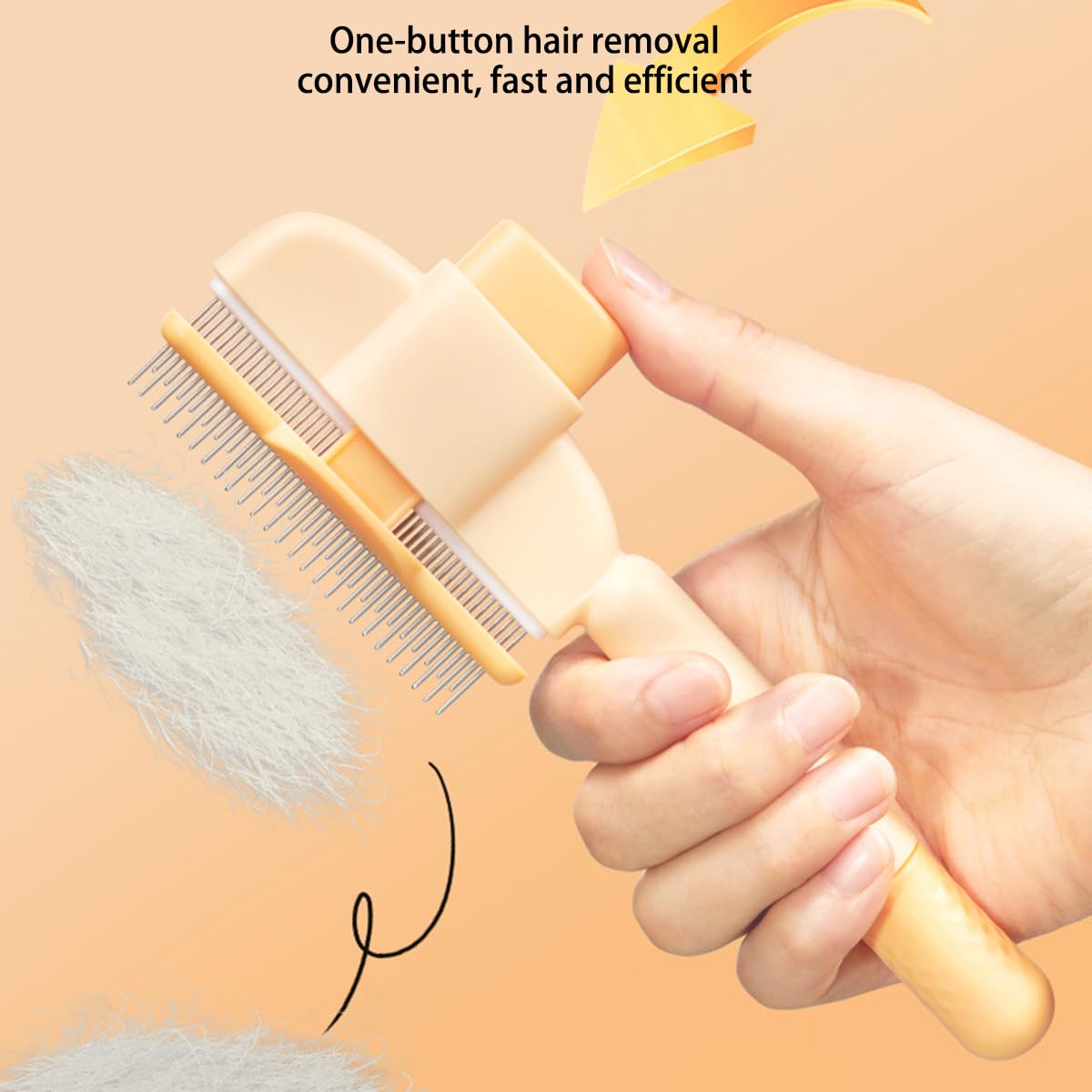 Brosse de toilettage pour chat anti-puces avec bouton de déverrouillage, peigne anti-poils, pour poils courts et longs