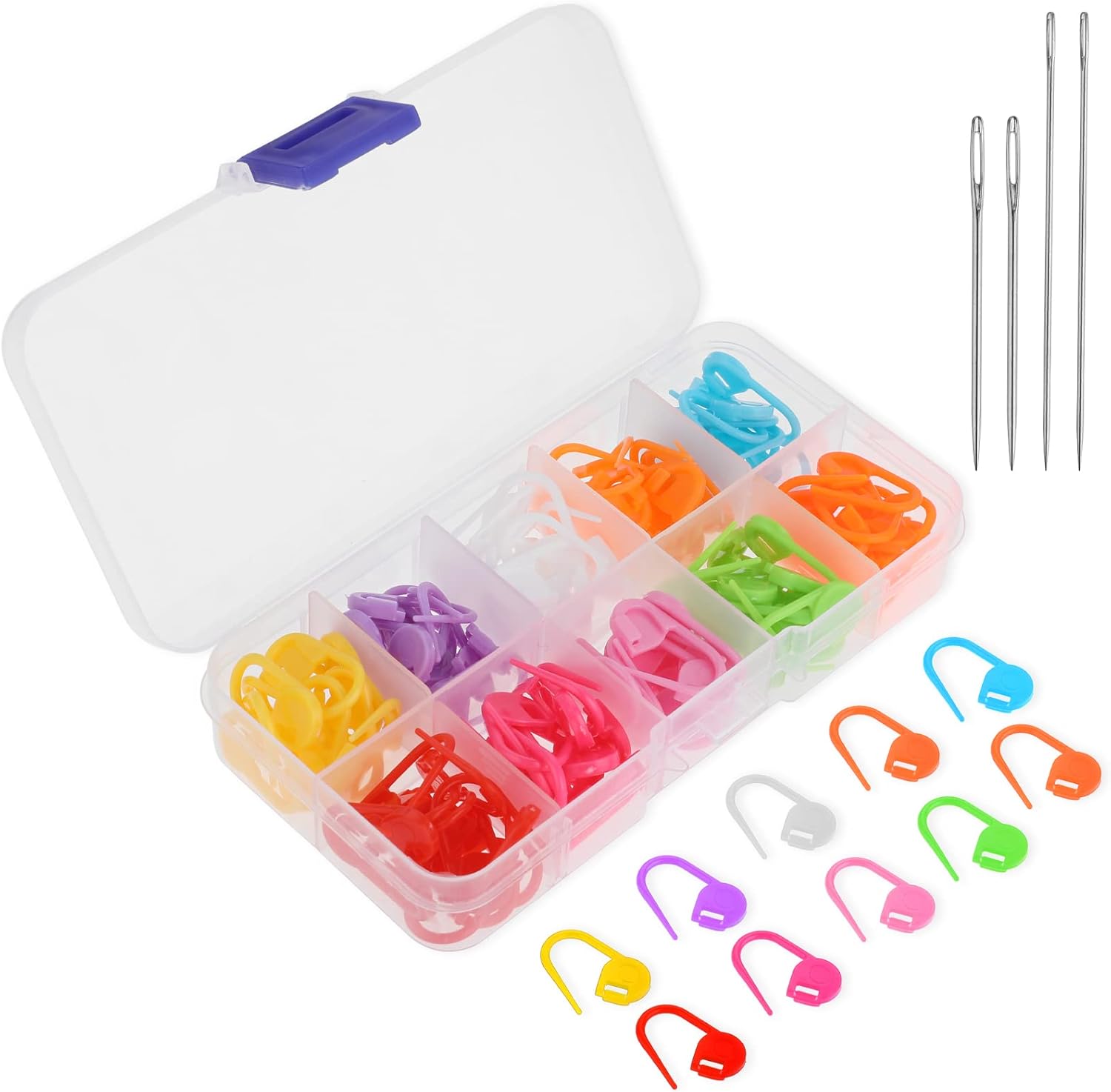 Sibba Stitch Markers, 120Pcs Crochet Locking with 4Pcs Cable Stitch Holders for Knitting Sewing