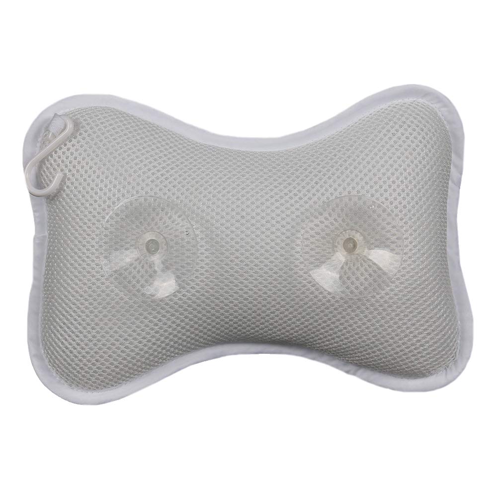 Almohada de baño de SPA de Malla 3D, Almohada de bañera con 2 ventosas, Suave y cómoda, reposacabezas de Cuello y Hombros, for Todas Las bañeras, jacuzzis, jacuzzi/113 (Color : White)