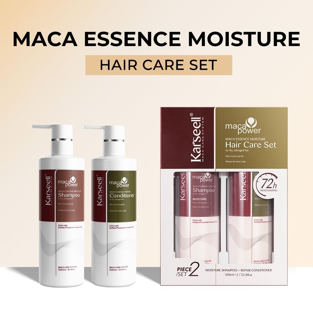 Karseell Sets de Shampooing et Après-shampooings, Soin Réparateur pour Cheveux Secs et AbiméS Tous Types de Cheveux, 2 x 500ml