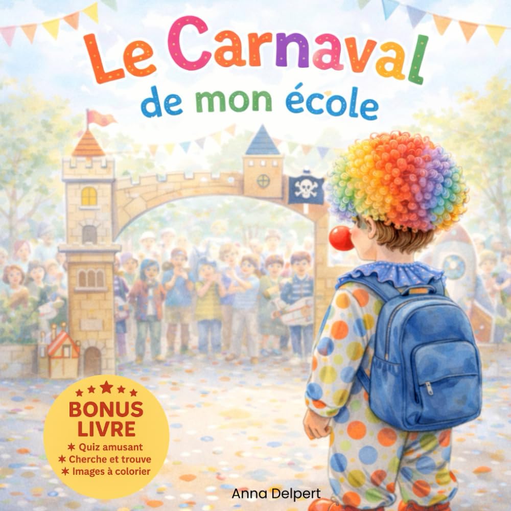 Le Carnaval de mon école: Un livre illustré sur le carnaval à l’école pour enfants, avec activités ludiques (cherche et trouve, coloriages, quiz et labyrinthe) pour développer la confiance en soi.