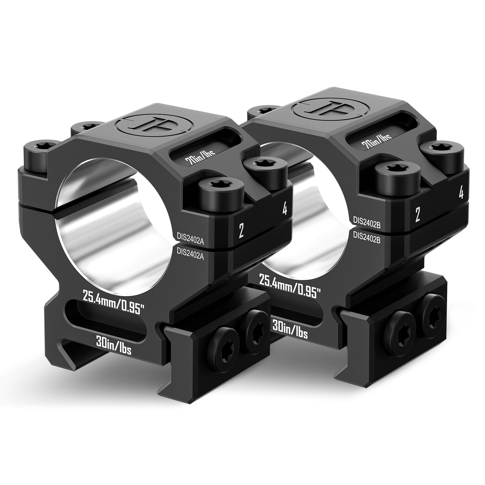 7075 Series Aluminum 30mm 34mm 1 inch Scope Rings, High Precision Pre-lapped Picatinny Scope Rings, Medium/High/Low Profile Scope Mount for Picatinny Rail