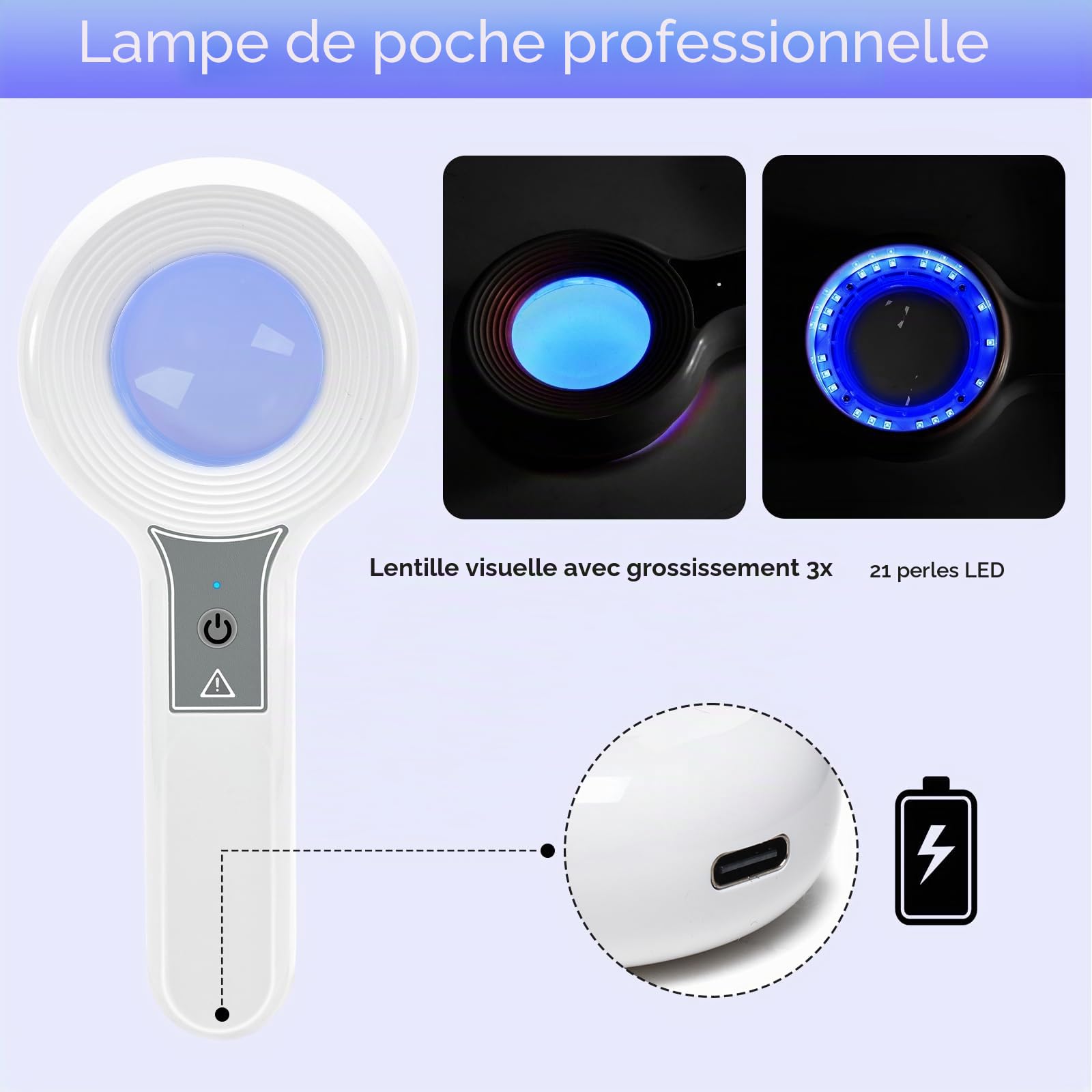 lampe de wood,led395nm U - V lampe de poche testeur, rechargeable, adapté pour les taches sèches/chat et chien soins/détection de la peau/urine pour animaux de compagnie