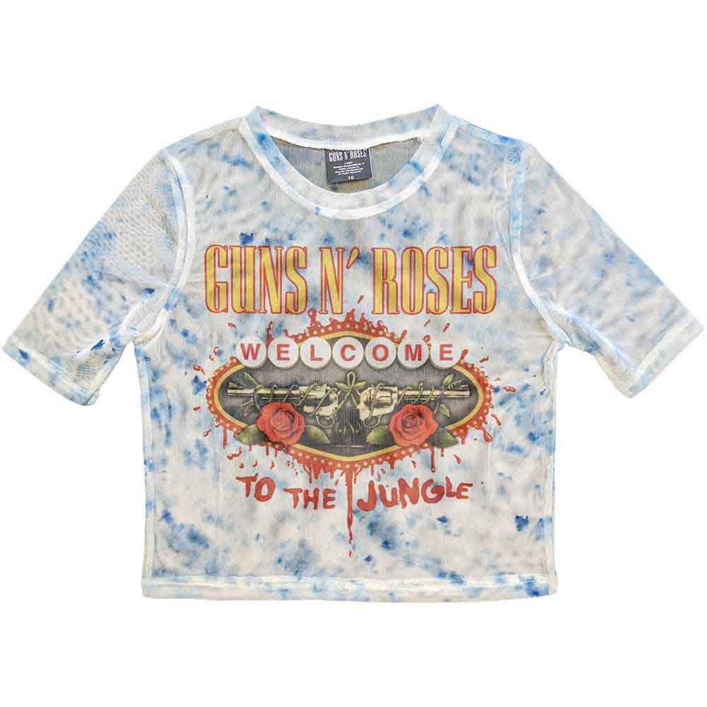 Paradiso Clothing White Guns N Roses Welcome To The Jungle Mesh Crop Top - S
