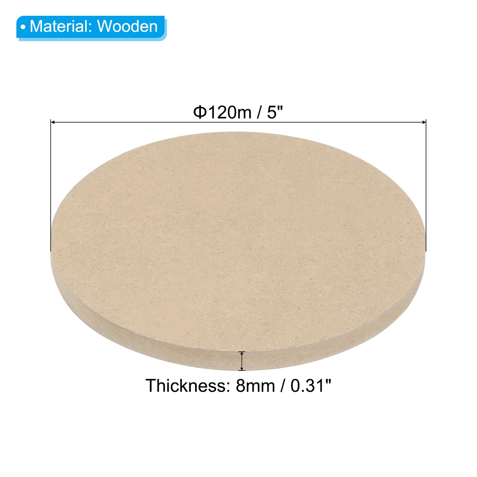 PATIKIL 5" Round Pottery Wheel Bat 2 Pack 0.31" Thickness for Pottery Wheel Clay Throwing and Ceramics, Brown, 5"x0.31" - Image 2